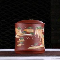 라오농 차 통 보이차 찻잎 보관통 도자기 다기 가정용 전통차 녹차 보관함 한약재 항아리 단지+KIGli478X, E