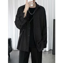 스트라이프 논아이론 Y 남자 민트색 난방 면 셔츠 린넨 파란색 여성 삼색 오버핏 빅사이즈 남성
