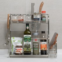 다용도 스텐 양념통 선반 2단 싱크대 주방 정리 선반 칼 도마 거치대