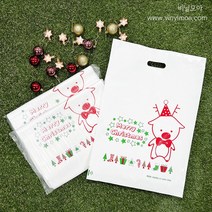 (당일발송) 비닐모아 크리스마스 루돌프 링봉투 비닐백 HDPE 비닐 손잡이봉투 산타 비닐쇼핑백 선물봉투 50장, 36x52 (500장)