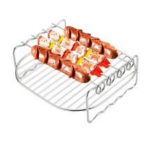 캠핑 불멍 화로대 화롯대 바베큐그릴 스테인레스 스틸 에어프라이어 더블 레이어 랙 다용도 라운드 로스팅, 8 인치