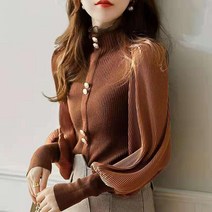 패션고리 여성 레이스넥 주름 블라우스1009