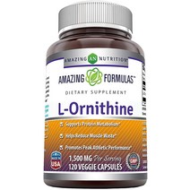 Amazing Formulas L-오르니틴 1500mg 식물성 캡슐(비 GMO 글루텐 프리) - 단백질 대사 지원 근육 낭비 감소에 도움 P 촉진