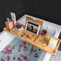 욕조트레이 반신욕 욕실선반 대나무휴대폰받침대 길이조절 Beauty Home Life