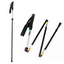 여행용 접이식 트레킹 하이킹 폴 휴대용 케이스 포함 지팡이 조절 가능한 워킹 스틱 이동 보조 도구 여성 남성 하이커 선물 블랙 (블랙), Black