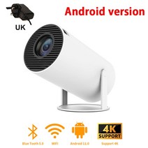 미니빔프로젝터 프로젝트 가정용 휴대용 캠핑용 샤오미 HY300 4K 스마트 안드로이드 11 와이파이 미니 블루투스 200 안시 홈 삼성 애플 휴대폰 영화 1080P, 11.영국 안드로이드 버전