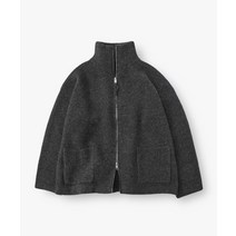 LAFUDGESTORE 오버핏 부클레 집업 니트Dim Gray Overfit Buckle Zip-up KnitwearDim