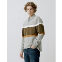 헤지스 남성용 컬러블록 면혼방 긴팔 카라 티셔츠 HZTS1D532