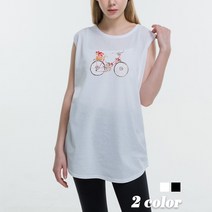 클로니아 꽃장식 자전거 하프 라운드 나시 TA-420