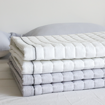 샤링 스노우리플 시어서커 여름패드 시원한 미끄럼방지 Q 침대패드, 화이트