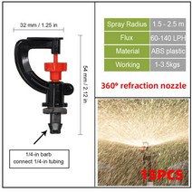 미니 스프링쿨러 클러 점적관수 자동 분수 호스 설치 농업 농사용 간이 텃밭 물주기 정원 드립 관개 360도 굴절 마이크로 노즐 정원 관개용 14 인치 미늘 연결 스프레이 시스템, f