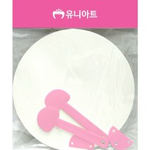 핑크 손잡이 2개 원형 무지 부채 만들기 키트 어린이 미술 재료, 단품, 단품