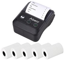 휴대용 블루투스 라벨 프린터 58mm 2inch 무선 블루투스 열전사 프린터 라벨 메이커 스토어 배송 미니 라벨 프린터, 5롤 종이로