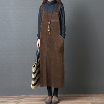 올더스타일 루즈핏 코듀로이 멜빵 여성원피스 가을 뷔스티에 여성 롱원피스 셔츠 하객 모조에스핀 데님 391586
