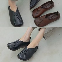 벨루치슈즈 여성 천연소가죽 절개라인 2cm 통굽 발편한 무지외반증 로퍼 단화 신발 컴포트화 효도화