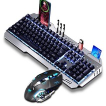 Keyxgsul K670 K3 계식 게임용 키보드 및 마우스 콤보 세트 다색 백라이트 효과 PS4 / Xbox One/Windows적용하다, 백광, 메탈블랙, 유선