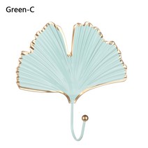 북유럽 잎 모양 크리에이티브 골드/그린 코트 랙 접착식 홀더 벽 코트 키 행거 홈 벽걸이 장식, green C