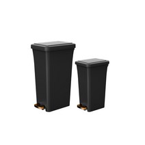 씨에스리빙 시그니처 페달 휴지통 사각 10L + 20L, 골드블랙