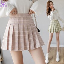 셀럽당 여성용 심플 테니스체크 미니스커트