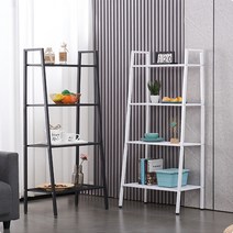 책장 공간활용 수납 견고 책장 장식장 계단식선반 철제 조립식 선반 진열대, 화이트