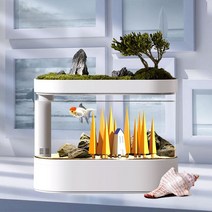 Smart Betta Fish Tank Geometry Desktop Marine Aquarium Plant Filtration System Quiet Water Pump Deco