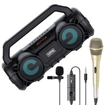 휴대용 블루투스 5.0 마이크 앰프 20W 노래방 FM 라디오 AUX USB MP3 재생 지원, YX098P 고급형 핀마이크 혼합세트