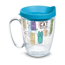 Tervis 미제 이중벽 고양이 속담 단열 텀블러 컵 음료를 차갑게 보온 16온스 머그 클리어
