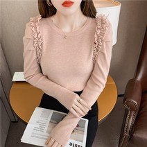 가디건 블라우스 프릴 원피스 넥 플라워 캐시미어 여성프릴블라우스 여자 니트티 전문