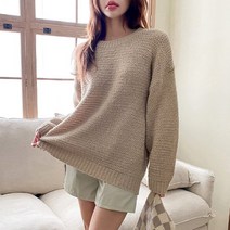 수키 [수키] 루즈핏 라운드넥 여성 사슬뜨기 니트티 1108750