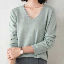 가을 분위기 코디 여자옷 브이넥 니트 데일리 패션:No5394ea