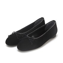 바바라 BABARA 스웨이드 8자리본 보석줄 여성플랫 1cm BBF507BK