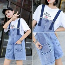 여자 멜빵 청 반바지 와이드 점프수트 박시핏 nag79 haichuang