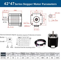 3D프린터부품 노즐 키트 3D 프린터 CNC 조각 밀링 기계용 스테퍼 Nema 17 2 상 높이 33mm 47mm 42, 5.47mm High With Cable