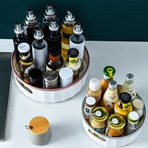 점보그레이 뚜껑있는 주방 식기 보관함 건조대 정리481219 L4, 360 회전 트레이 양념통 화장품