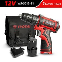 보루방 탁상드릴 드릴링머신 WOSAI-무선 드릴 전기 스크루 미니 드라이버 12V 16V 20V 3/8 인치 무선 전원 DC 리튬 이온 배터리, 12V WS-3012-B1, EU, 12V WS-3012-B1