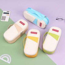 대용량 투지퍼 감성 컬러필통 다기능 펜슬케이스 파우치, 옐로우
