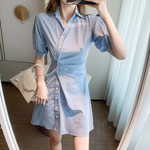 잇츠스타일 여름 언밸런스 쉬폰 원피스 반팔 스트라이프 셔츠 스커트 매치