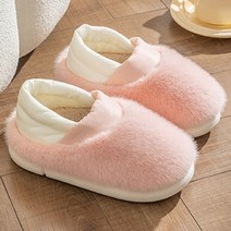 겨울 가정용 두꺼운 밑창 미끄럼 방지 솔리드 커플 여성용 모피 방수 따뜻한 플러시 슬라이드, 6.Pink - 40-41(fit39-40)