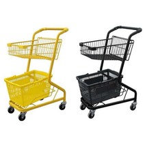 러브카트 2단카트 핸드카트 분리형 장바구니 마트, 상세이페이지 참고, 옐로우 + 바구니