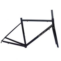 HandW 크롬 몰리브덴 스틸 700C 자전거 프레임 로드 탄소 프론트 포크 자갈 CR-MO 4135 Roadbike Frameset, 01 Black_03 53cm