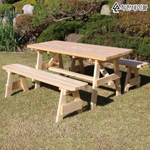 착한테이블 전문목수 일체형 야외용 탁자 세트 야외평상 파라솔 야외테이블, 4인 분리형 테이블 무도색
