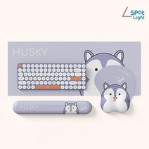 귀여운 캐릭터 키보드 마우스 손목받침대 키보드팜레스트 손목보호 마우스패드 장패드 세트, 3in1, 시베리안허스키