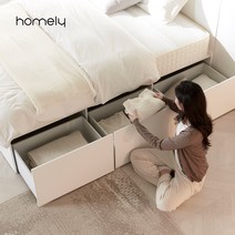 매트리스포함 무료설치 홈리 심플리 화이트 빅 수납 무헤드 LED 높은 헤드 호텔 침대 슈퍼싱글 퀸, 필로우탑 24cm, 무헤드 침대 SS (SET0452)