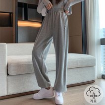 [오늘발송] 스타일아유여성 기모 융털 와이드 스트링 스마일 조거팬츠 밴딩바지 트레이닝