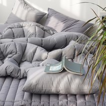 딥슬립푸 사계절 알러지케어 타미 차렵이불 + 베개커버, 차콜, SS_차렵베개세트