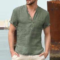 남자 린넨 셔츠 빅사이즈 브이넥 봄 여름 가을 남성 캐주얼 면마 마 상의 mens summer linen shirts KB0132