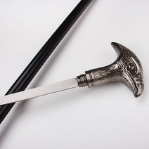 효도 지팡이 환자용 경량 보행보조 독수리 머리 목발 검 스테인레스 스틸 모든 -금속 지팡이 검 신체 목발 검사실 등산로드 노인 지팡이는 블레이드가 아니다, 60 ° 이상 + 검은색, 1개