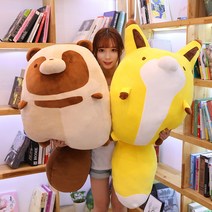 여우와너구리 모찌인형 귀여운 못생긴 봉재 쿠션 꿀잠, 사향 고양이 인형약 65cm