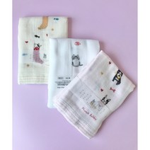 콘텍스 부드러운 2겹 가제 수건 (KONTEX 동물친구 3종), 01. 양말 고양이(옐로우)