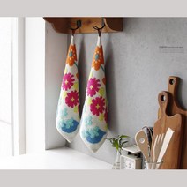 신혼부부 주방쇼품 플라워 꽃그림 주방타올 씽크대 고리수건 손닦기 답례품, 1개, 화이트